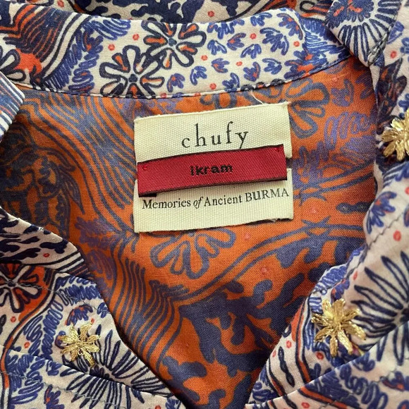 Chufy Ma Dress Mini Lin Floral Print Cotton Silk Embroidered Size XS - Picture 9 of 11